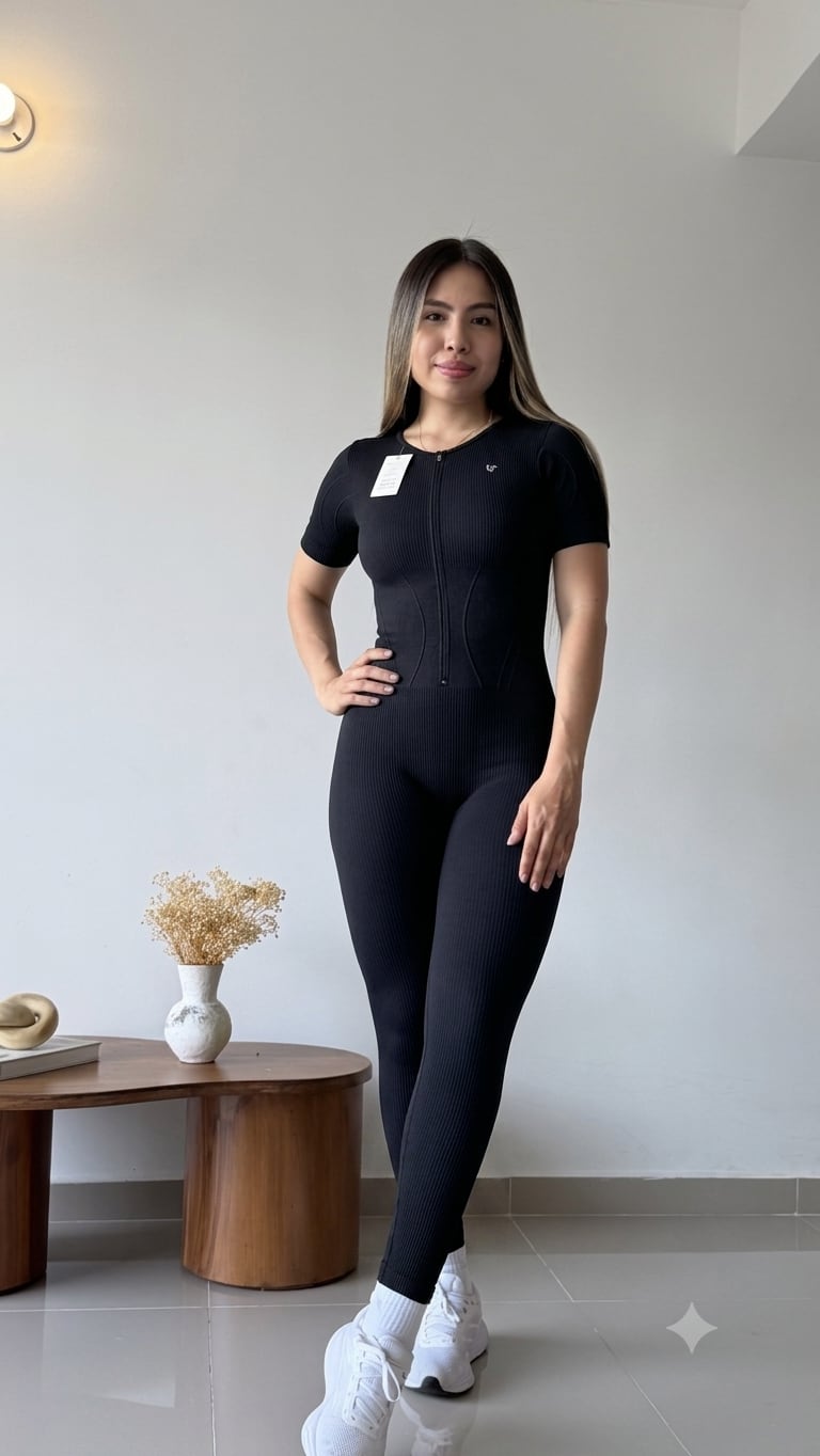 Enterizo MoveSuit SP Manga Corta - color Negro - largo - vista 2 - LP Activewear