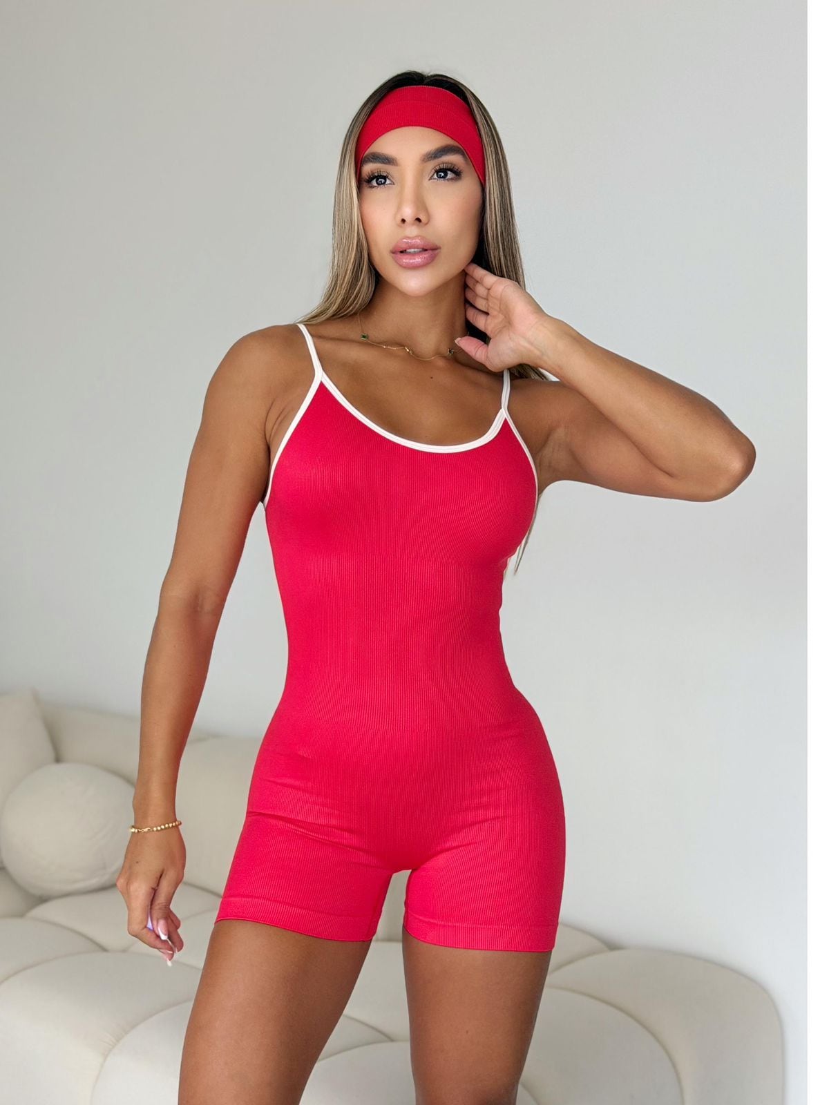 Enterizo Suit Line - color Rojo - corto - vista 1 - LP Activewear